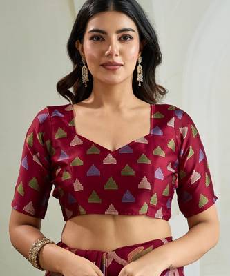 Maroon color soft modal satin ajrakh print saree  timeless ethnic collection 4