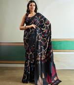 Black color soft modal satin ajrakh print saree – timeless ethnic collection