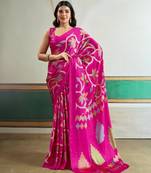 Pink color soft modal satin ajrakh print saree – timeless ethnic collection