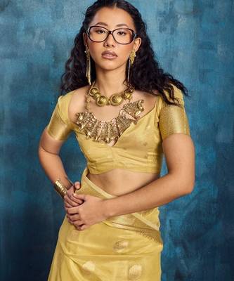 Yellow color luxurious zari tissue saree  classic ethnic collection 2