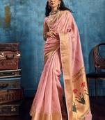 Pink luxurious zari tissue handloom saree – classic ethnic collection