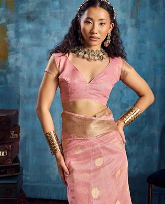 Pink luxurious zari tissue saree  classic ethnic collection 2
