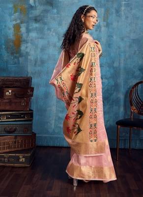 Pink luxurious zari tissue saree  classic ethnic collection 5