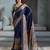 Blue color soft modal satin ajrakh print saree – timeless ethnic collection
