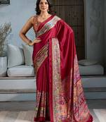 Maroon color soft modal satin ajrakh print saree – timeless ethnic collection