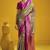 Traditional handloom pure silk saree with checks pattern & matching blouse