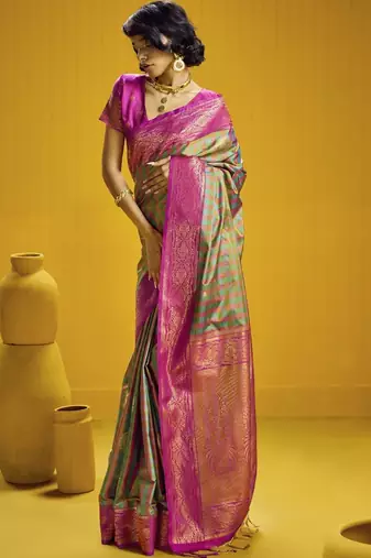  pure silk blend saree with checks pattern & matching blouse