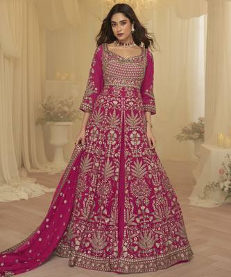 Trendy festive wear georgette front cut top with skirt and dupatta 1
