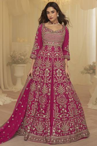 Trendy festive wear georgette front cut top with skirt and dupatta