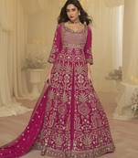 Trendy festive wear georgette front cut top with skirt and dupatta