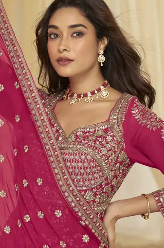 Trendy festive wear georgette front cut top with skirt and dupatta