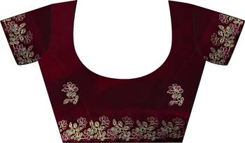 Maroon party wear fandy satin silk blend saree with embroidery work in 7 colors 5