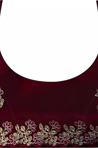 Maroon party wear fandy satin silk blend saree with embroidery work in 7 colors