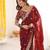 Maroon color designer fandy satin silk saree with sequins embroidery & cutwork border