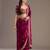 Maroon color designer fandy satin silk saree with sequins embroidery & cutwork border