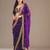 Purple color designer fandy satin silk saree with sequins embroidery & cutwork border