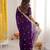 Purple color designer fandy satin silk saree with sequins embroidery & cutwork border