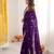 Purple color designer fandy satin silk saree with sequins embroidery & cutwork border