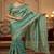 Sea green pure space silk saree with beautiful sequence embroidery work with cut work border