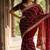 Maroon pure space silk saree with beautiful sequence embroidery work with cut work border