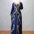Luxurious navi blue kaftan with golden work stitched dress