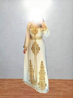 Luxurious off-white Kaftan With Gold Work Stitched Dress 2