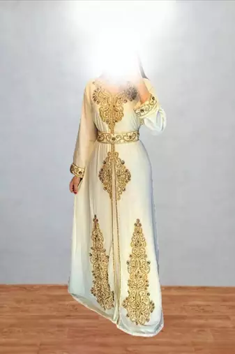 Luxurious off-white Kaftan With Gold Work Stitched Dress