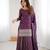 Purple color zari sequince embroidered work roman shimmer chanderi silk anarkali set