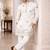 White color multi thread embroidery work silk kurta payjama set