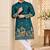 teal cotton kurta pajama with multi-thread embroidery