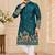 teal cotton kurta pajama with multi-thread embroidery