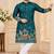 teal cotton kurta pajama with multi-thread embroidery