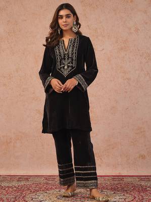 Womens embroidery coffee salwar suit set with dupatta 1