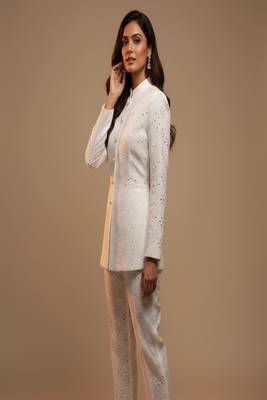 white cotton schiffli embroidered co-ord set 1