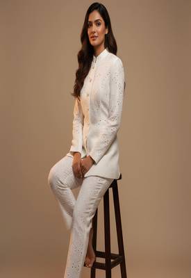 white cotton schiffli embroidered co-ord set 2