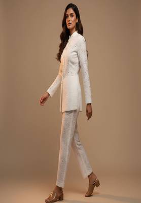 white cotton schiffli embroidered co-ord set 3