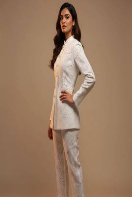 white cotton schiffli embroidered co-ord set 5