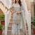 Grey Faux Georgette Multi Thread Work Wedding Wear Sharara Set