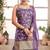 Womens Purple Color Banarasi Silk Kurta Sharara Set 
