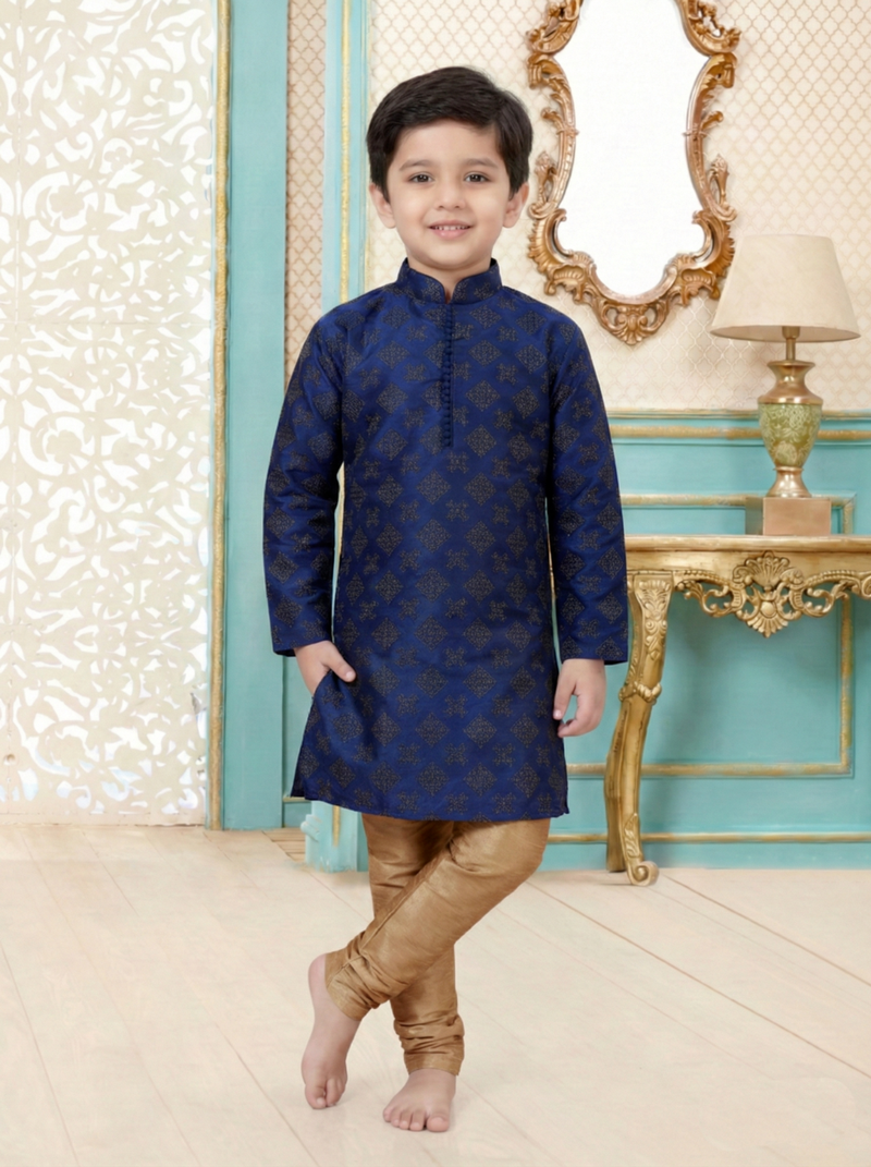 Multicolor festive wear designer silk boys-kurta-pyjama