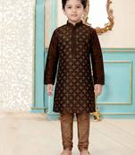 Brown festive wear designer silk boys-kurta-pyjama
