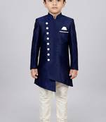 Blue festive wear designer art dupion silk boys-indo-western-dress