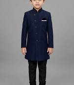 Blue festive wear designer art dupion silk boys-indo-western-dress