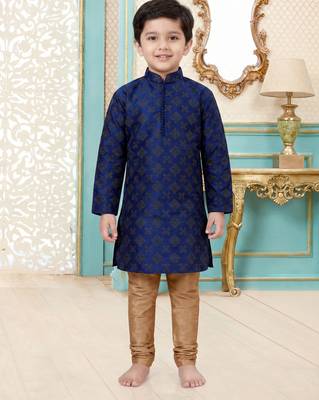 Multicolor festive wear designer silk blend boys-kurta-pyjama 3
