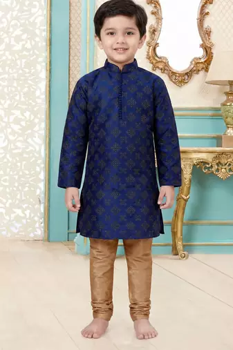 Multicolor festive wear designer silk boys-kurta-pyjama