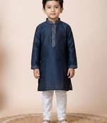 Blue festive wear designer jacquard boys-kurta-pyjama