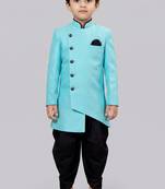 Blue festive wear designer art dupion silk boys-indo-western-dress