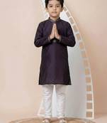 Purple festive wear designer jacquard boys-kurta-pyjama