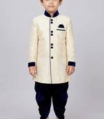 Beige festive wear designer art dupion silk boys-indo-western-dress