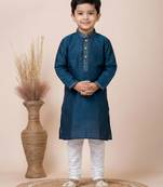 Blue festive wear designer jacquard boys-kurta-pyjama